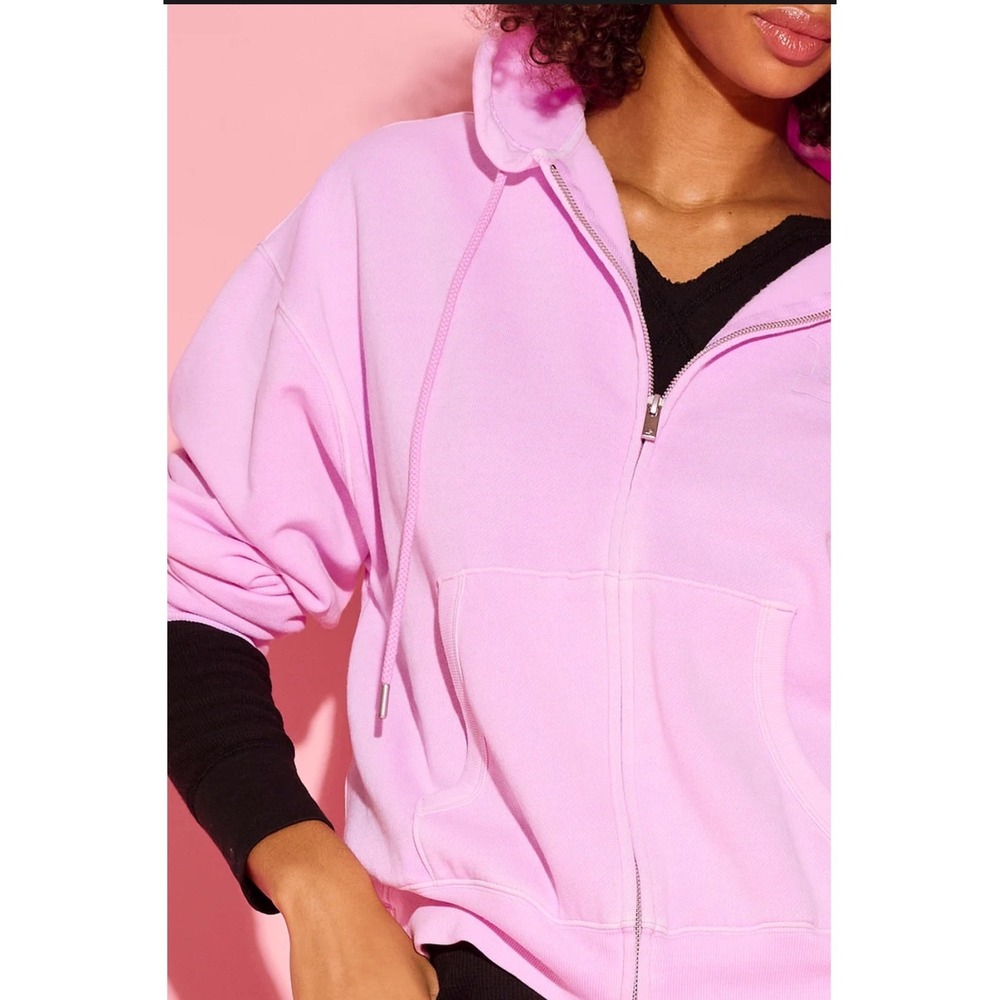 Victoria's Secret Pink Embroidered Logo Zip Up Hoodie Light Purple XS New W/ Tag - Picture 1 of 10